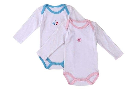 Soft Breathable Longsleeve Baby Organic Cotton Baby Clothes With Blue Pink Print