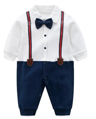 Infant  Baby Boy Gentleman Outfit Climbing Clothes Jumpsuit Kids Modelling