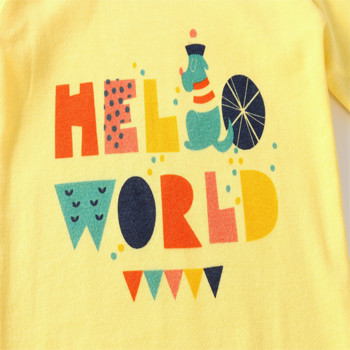 Beige Digital Print Organic Cotton Baby Clothes Single Baby Bodysuit With Long Sleeve