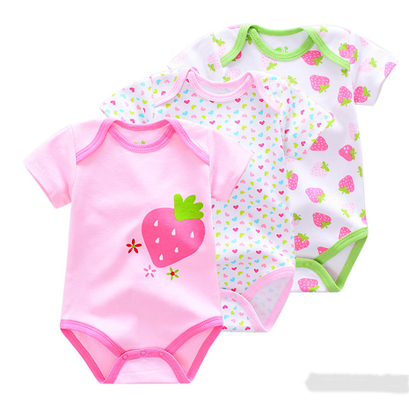 Lovely 3 Pack Baby Clothes Gift Set Shorts Leeve Bodysuits 100% Cotton