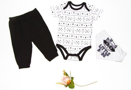100% Cotton Newborn Baby Clothes Set Newborn Onesie Gowns Solid Pant Bib