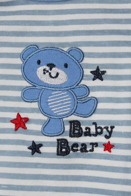 Sky Blue 5 Pc  Bear Baby Clothes Set Sleepsuit Bodysuit Hat Mittens Bib
