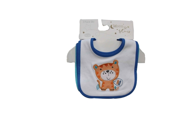 100 % Cotton Newborn Baby Bibs 3 Pc Set With Embroidery And Print Design